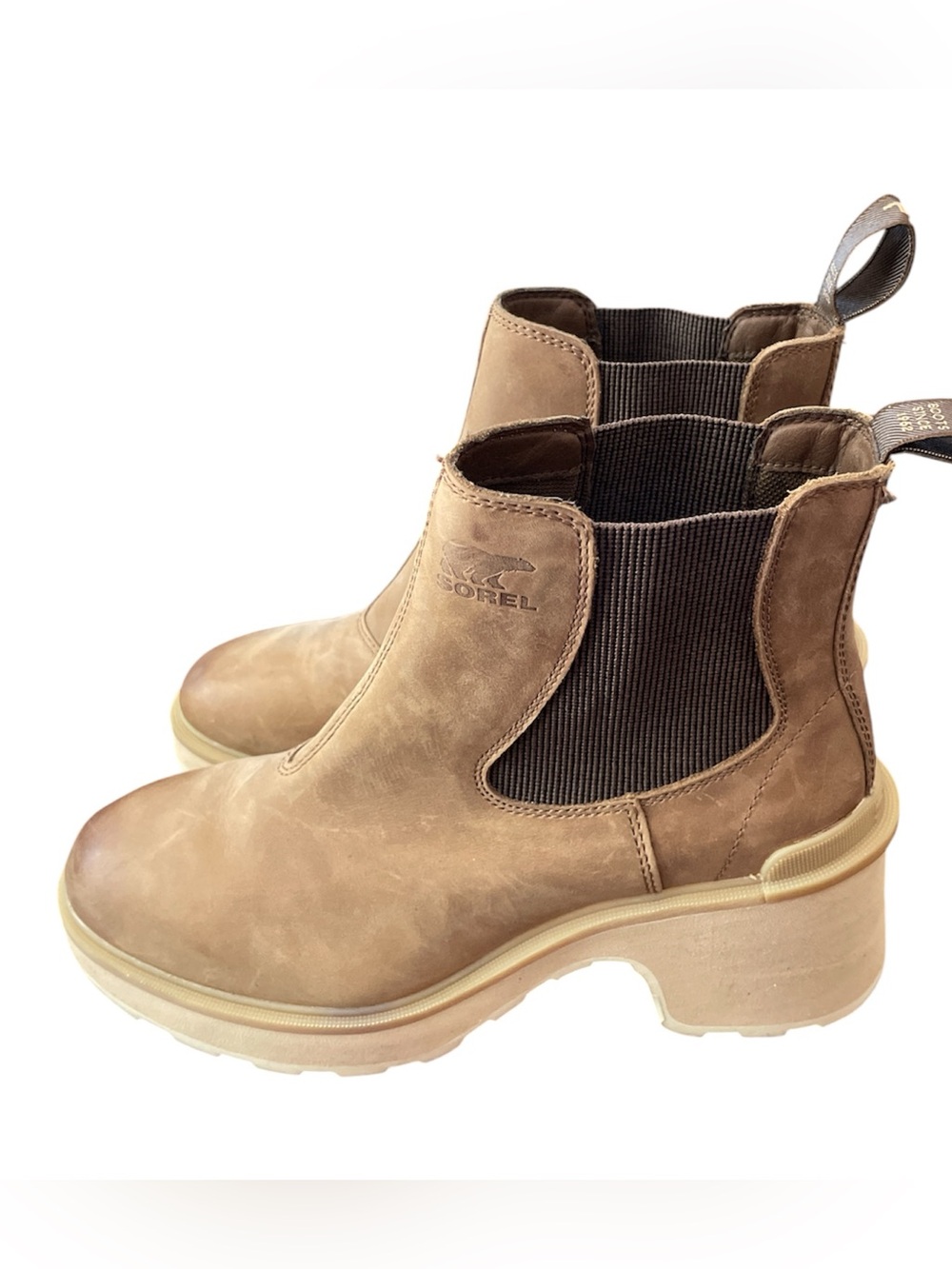 Sorel Tan Chelsea Lug-Heel Booties